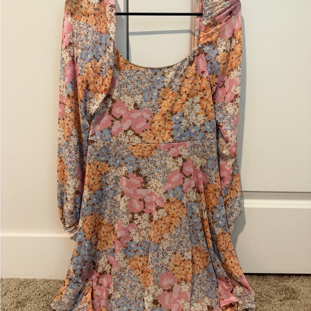 Altar'd State Multicolor Floral Scoop Neck Mini Dress